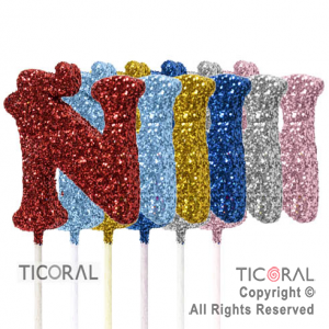 LETRA TELGO CON BRILLO � SURTIDA x 6